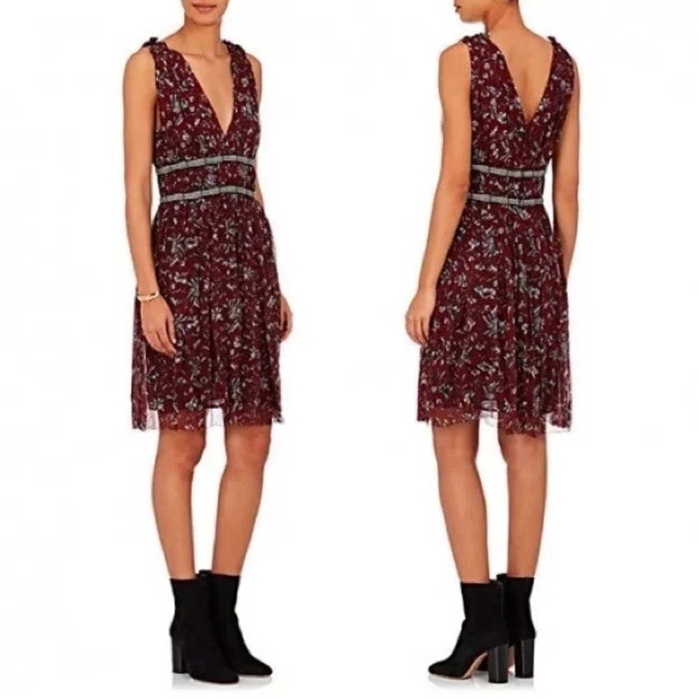 Isabel Marant Etoile Balzan Red Floral Silk Dress EU 36 US 4